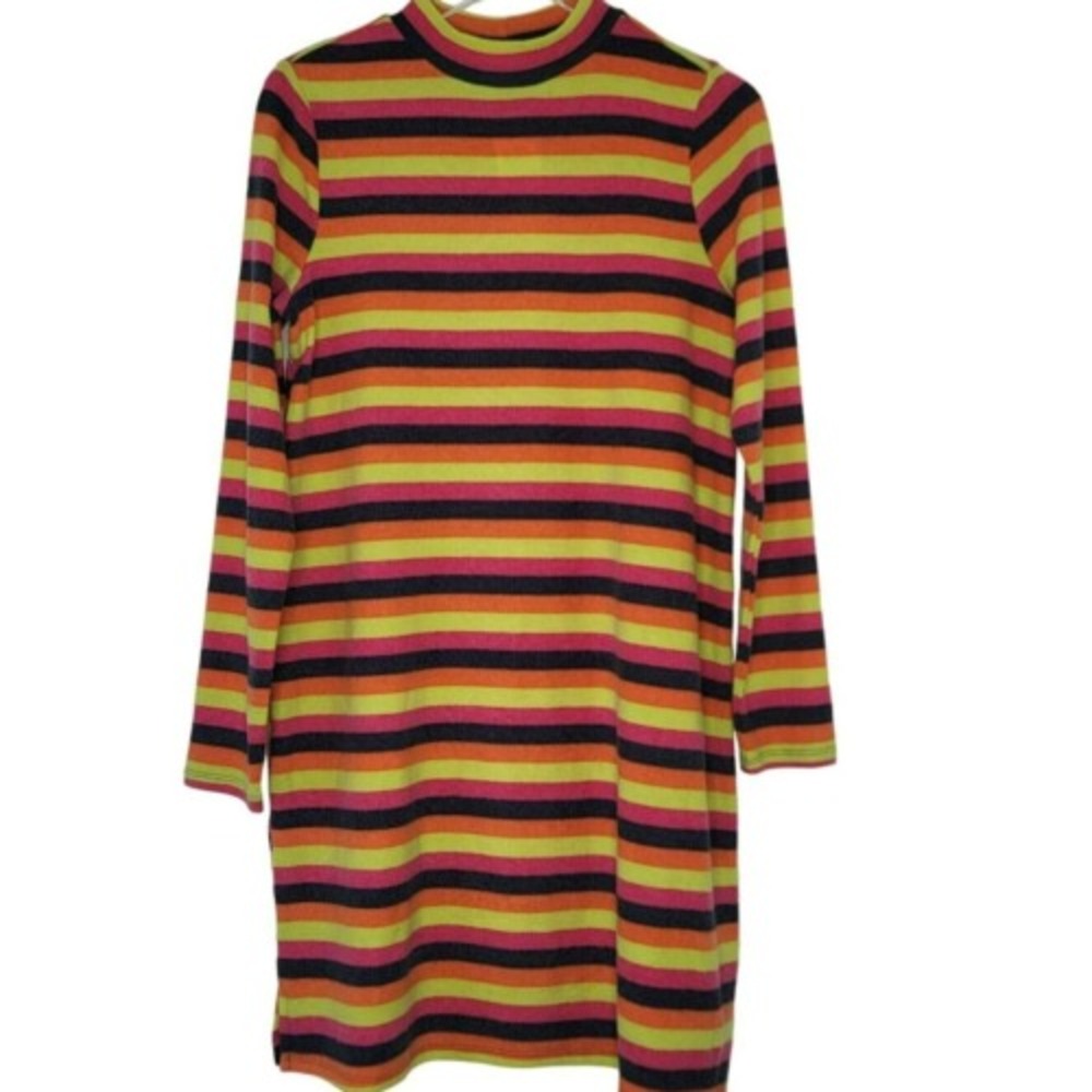 Style & Co Dress Multicolor Striped Long Sleeve Colorful Casual Pullover M